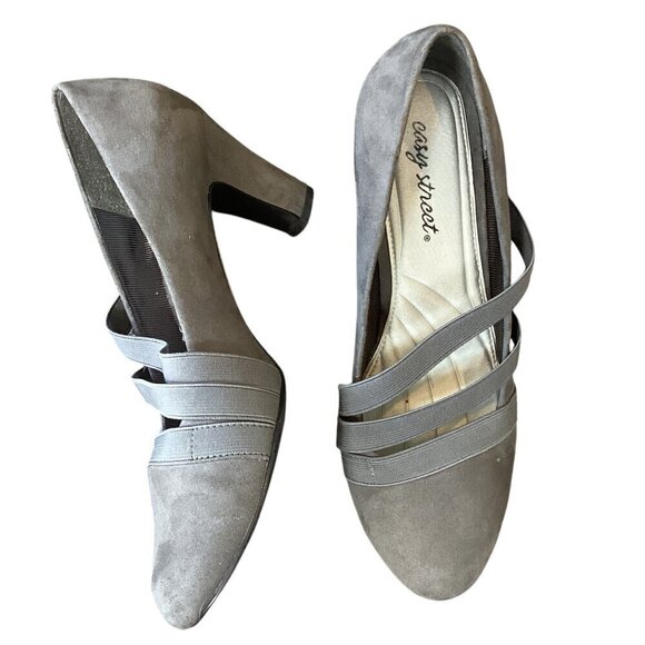 Easy Street Classic Heels Pumps Camillo Sz 9/10 Gray Suede 309B - Picture 1 of 8